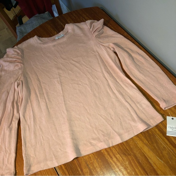 NWT Ophelia Roe peach puff sleeve thin sweater 1X - Picture 1 of 6